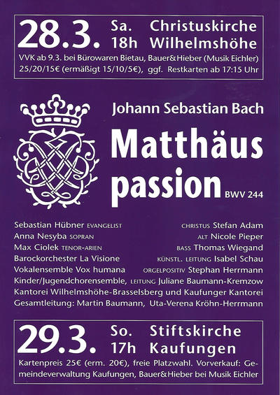 Bild vergrößern: Matthäus-Passion