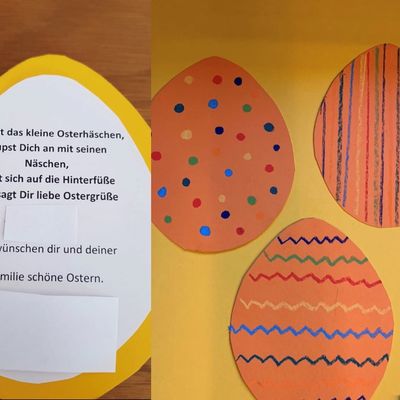 Bild vergrern: Zu Ostern fanden die Kinder in ihren Briefksten gebastelte Ostereier mit einem Gedicht auf der Rckseite.