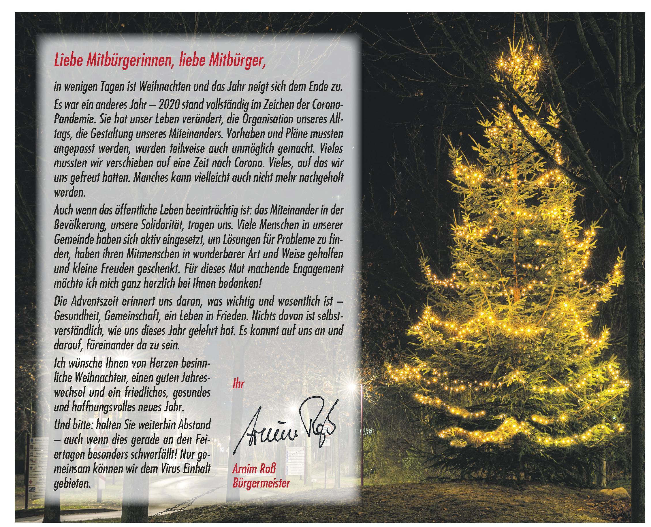 Bild vergr&ouml;&szlig;ern: Weihnachtsgrußwort Bürgermeister Arnim Roß