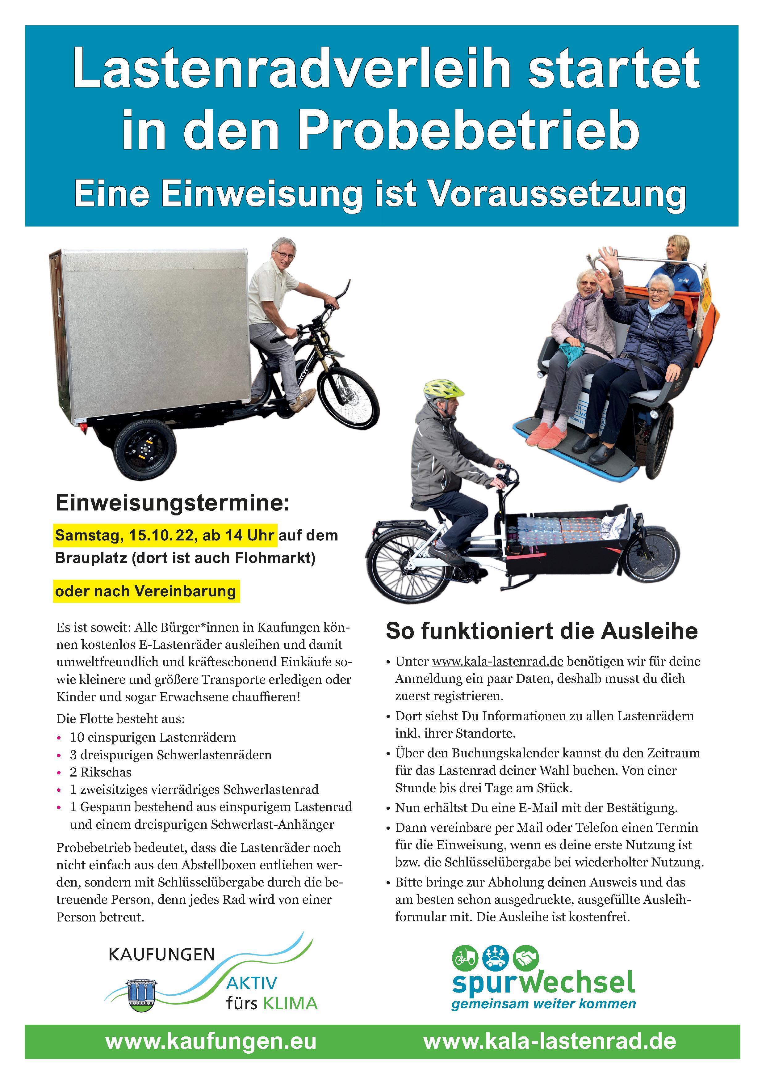 Bild vergr&ouml;&szlig;ern: Probebetrieb Lastenradverleihsystem