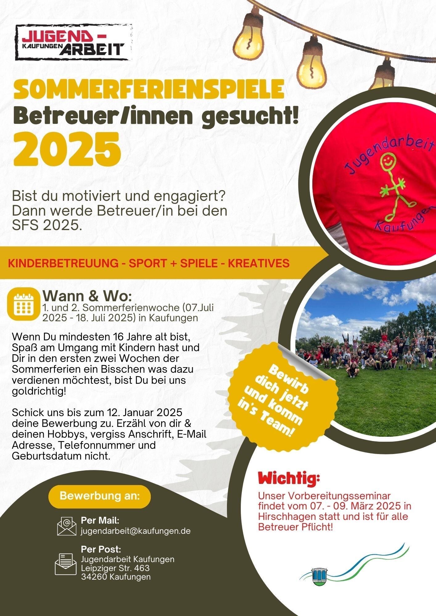 Bild vergr&ouml;&szlig;ern: Betreuer f&uuml;r Sommerferienspiele 2025 gesucht