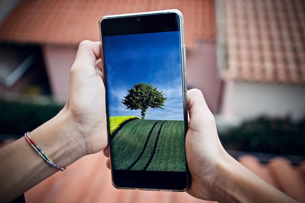 Mit Smartphone in der Natur