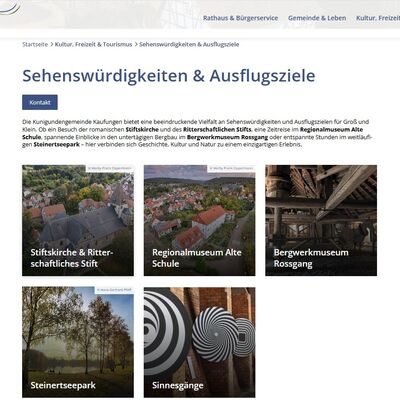 Bild vergr&ouml;&szlig;ern: Verschiedene Themenbereiche wurden auf der neuen Webseite umfassend ausgebaut. Neue Angebote gibt es unter anderem auf den Tourismus-Seiten.